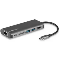 StarTech.com USB-C kelių prievadų adapteris, nešiojamas USB-C dokas iki 4K HDMI, 2 prievadų USB 3.0 šakotuvas, SD/SDHC, GbE, 60W PD perdavimas - USB Type-C / Thunderbolt 3