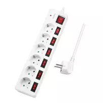 Prailginimo laidas LogiLink LPS250 1,5 m 6 kištukinių lizdų baltas