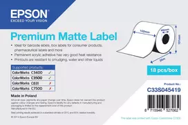 Epson Premium Matte Label – nepertraukiamas ritinys: 102 mm x 35 m