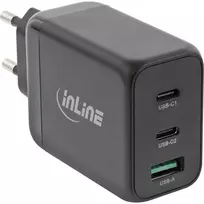 InLine USB PD maitinimo šaltinis, GaN įkroviklis, 3 prievadai, Dvigubas USB-C + USB-A, 65W