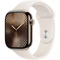 APPLE Watch Series 10 GPS + Cellular 46mm Auksinis Titano Korpusas su Šviesiai Smėlio Spalvos Sportine Juosta - S/M