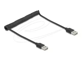Susukamas laidas DeLOCK EASY-USB 2.0 Type-A vyriškas į Type-A vyrišką 0,5 m iki 0,8 m juodas