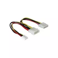 Delock 82111 Y tipo maitinimo laidas, Molex 4 kontaktų kištukas į Molex 4 kontaktų lizdą + 3,5" FDD, 0,2 m