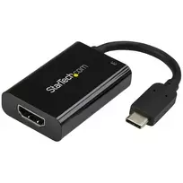 StarTech.com USB-C į HDMI 2.0 adapteris su Power Delivery – 4K 60Hz USB Type-C į HDMI vaizdo keitiklis – 60W PD įkrovimo prievadas – suderinamas su Thunderbolt 3 – juodos spalvos