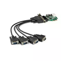 StarTech.com 4 prievadų PCI Express RS232 serijinis adapteris - PCIe RS232 serijinis valdiklis - PCIe į serijinį DB9 - 16950 UART - žemo profilio plėtimosi kortelė - Windows/Linux - TAA