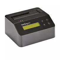 StarTech.com Vieno lizdo kietojo disko trynimo stotelė, autonominis HDD/SSD sanitizer, USB 3.0 į SATA II (3Gbps), 9 trynimo režimai, LCD ekranas, saugus kietojo disko trynimo dokas, DB-9 spausdintuvo prievadas, TAA atitinkantis
