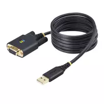 StarTech.com 2 m USB į Null Modem serijinį adapterio kabelį, COM išlaikymas, FTDI, USB-A į DB9 RS232, keičiami DB9 varžtai/veržlės, Windows/macOS/Linux