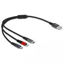 USB įkrovimo laidas DeLOCK 3 in 1 Type-A į Lightning Micro USB USB Type-C 30 cm