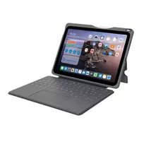 ASTAR DEQSTER Smart Rugged Touch Plus klaviatūra, skirta iPad 10,9 colio – QWERTZ vokiškas išdėstymas, mechaniniai jungikliai, Smart Connector dokas, pilka