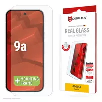 Displex apsauginis stiklas (10H) Google Pixel 9a su EASY-ON® Eco montavimo rėmeliu, atsparus įbrėžimams