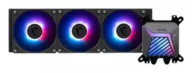 Vandens aušintuvas MSI MAG Coreliquid A15 360 — 3x 120 mm ventiliatoriai, radiatorius 394 x 120 x 27 mm, siurblys 5V, RGB, palaiko LGA 1851