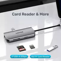 USB-C Hub Unitek D1122A01 su 2x HDMI 4K ir 100W maitinimo tiekimu