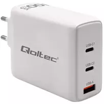 QOLTEC 100W GaN USB-C Dual PD 5–20V 1.5–5A, 2×USB-C Įkroviklis