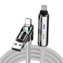 BlitzWolf BW-HDC6 4-iš-1 USB-C/USB-A į USB-C/Lightning laidas 1,2 m 240W RGB (pilka)