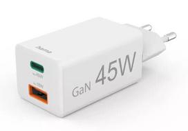 Hama 00201993 greitasis sieninis įkroviklis 45 W, USB-C / USB-A, baltas