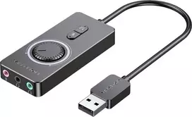Išorinė USB 2.0 garso kortelė Vention CDRBF – 16 bitų, 44,1–48 kHz, maitinama per USB, 1 m laidas, linijinis įėjimas/išėjimas