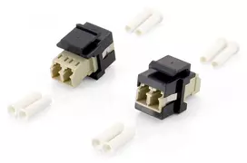 Equip šviesolaidinis keystone adapteris, LC Duplex, LC/LC, smėlio/ juodos spalvos, 17.8 mm