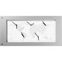 NeXtime Time Zone sieninis laikrodis B1009065, 39x90 cm, baltas/sidabrinis