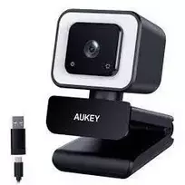 Aukey PC-LM6 Stream Series internetinė kamera su žiedine šviesa, Full HD, 1/3 CMOS jutiklis, juoda