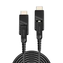 Lindy 100 m šviesolaidinis hibridinis Micro-HDMI laidas su nuimamomis HDMI ir DVI jungtimis