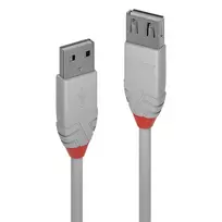 Lindy 0,2 m USB 2.0 tipo A ilginimo laidas, Anthra Line, pilka