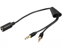 Garso laidas Microconnect AUDAL 0,4 m 2x3,5 mm kištukas į 3,5 mm lizdą juodas