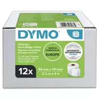 DYMO S0722420 Lipdukai siuntoms ir vardų kortelėms | 54 mm x 101 mm | 12 ritinių po 220 (2 640 lengvai nuplėšiamų lipdukų) | Lipnūs | Skirta LabelWriter spausdintuvams
