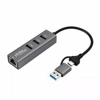 MicroConnect USBHUB-RJ45-2IN1 USB 3.2 Gen 1 Type-A 4 prievadų USB šakotuvas su Gigabit Ethernet 5000Mbit/s juodas