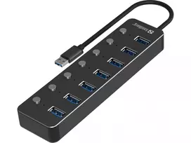 USB Hub Sandberg 7 prievadų USB 3.0 Juodas Aliuminis
