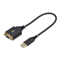 StarTech.com 1ft (30cm) USB į Null Modem nuoseklųjį adapterio kabelis, COM išlaikymas, FTDI, USB-A į DB9 RS232, keičiamos DB9 veržlės/varžtai, Windows/macOS/Linux