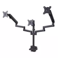StarTech.com Trijų monitorių stalinis laikiklis iki 27 colių ekranams, VESA 75x75/100x100, reguliavimas be įrankių, C-spaustuvas/grometinis tvirtinimas, spyruoklinės rankos