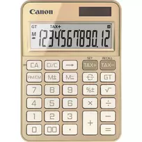 Stalinis skaičiuotuvas Canon KS-125KB su 12 skaitmenų ekranu, mokesčių funkcijomis, baterija/saulės energija, auksinis
