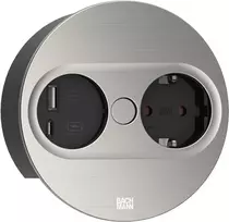 Bachmann TWIST 2 946.004 kištukinis lizdas F tipas su USB A ir USB C, nerūdijantis plienas
