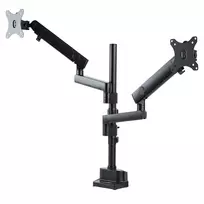 StarTech.com Dvigubas monitoriaus laikiklis ant stalo, pilnas judesys, iki 32 colių (8 kg), aukščio reguliavimas, spaustuvinis/anginis tvirtinimas, mechaninė spyruoklė