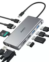 USB-C stotelė Aukey CB-C89 10-in-1 su RJ45 1000Mbps, HDMI 4K, keliomis jungtimis