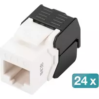DIGITUS CAT 6 Keystone Jack neekranuotas 24 vnt. Plokščias Juodas Baltas RJ-45
