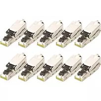 DIGITUS CAT 6A STP RJ-45 kištukas su dulkėtų apsauga ir įtempimo mažinimo elementu – 10 vnt. pakuotė