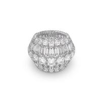 Swarovski Hyperbola Personalized Fashion Versatile Trend Rhodium Plated, Zirconia Ring Women's White silver 58 sidabras