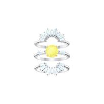 Swarovski Sunshine Daisy Three Piece Set Rhodium Plated Ring Women's 5482498 ruda