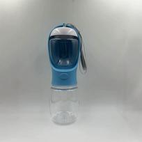 Pet Water Bottle With Feeder For Dogs And Cats Outdoor Travel Portable Plastic mėlyna