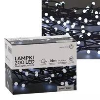 LED girlianda Extralink 200 lempučių šalta balta, skersmuo 3+ mm, ilgis 16 m