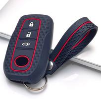 Key Cover for Toyota Corolla Camry Rav4 Prius Cross Venza with Keychain Anti-Scratch Guard Shockproof Protection Soft Grip Texture juoda