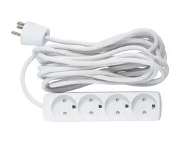 MicroConnect GRU00450WDK ilginimo laidas 5 m 4 kištukiniai lizdai Baltas