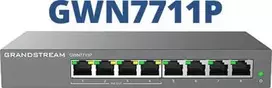 Valdomas L2 Gigabit PoE tinklo jungiklis Grandstream GWN7711P — 8x RJ-45 10/100/1000, 48V DC, stalinis/sieninis