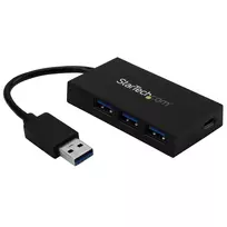 StarTech.com 4 prievadų USB 3.0 šakotuvas – USB Type-A šakotuvas su 1x USB-C ir 3x USB-A (SuperSpeed 5Gbps) – maitinamas iš USB magistralės arba iš tinklo – nešiojamas USB 3.2 Gen 1 BC 1.2 įkrovimo šakotuvas su maitinimo adapteriu