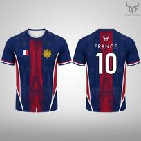 France Flag Printed T-shirt Men Breathable And Quick-drying Soccer Jersey Unisex Casual Sports Training Short-sleeved Top S