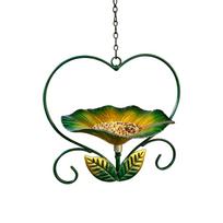 Metal Flower Shaped Bird Feeder Large Capacity Hangable Feeding Station Hummingbird Feed Dispenser for Courtyard/Balcony/Garden žalia