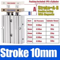 TDA10/16/20/25/32mm Bore 10/20/30/40/50/60/70/75/80/100/125/150mm Stroke Aluminum Alloy Air Pneuatic Cylinder Piston (as the picture,TDA10 (Bore 10mm))