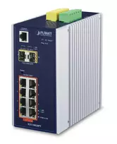 PLANET IGS-10020PT valdomas PoE komutatorius – 8x Gigabit PoE + 2x SFP, 130 W, montuojamas ant bėgelio