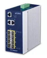 Valdomas tinklo jungiklis PLANET IGS-10080MFT — 2 x Gigabit RJ-45, 8 x SFP, 12–48V DC, valdomas, IP30